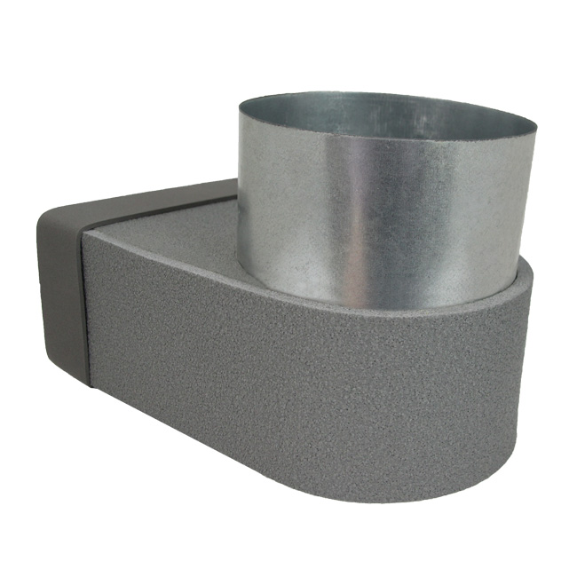 Pojedynczy symetryczny element narożny przegrody Thermoduct 220x80 mm według średnicy 125 mm