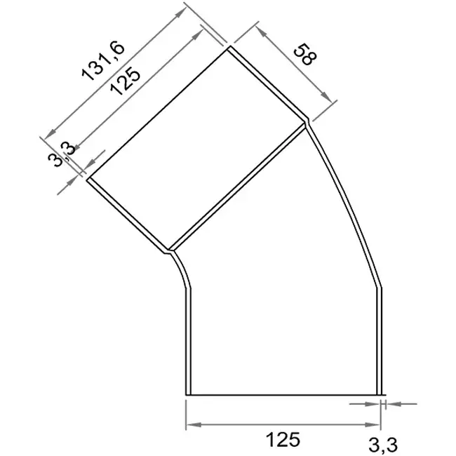 Wavin Ventiza kolano 45 stopnie PVC okrągłe według średnicy 125 mm M/S
