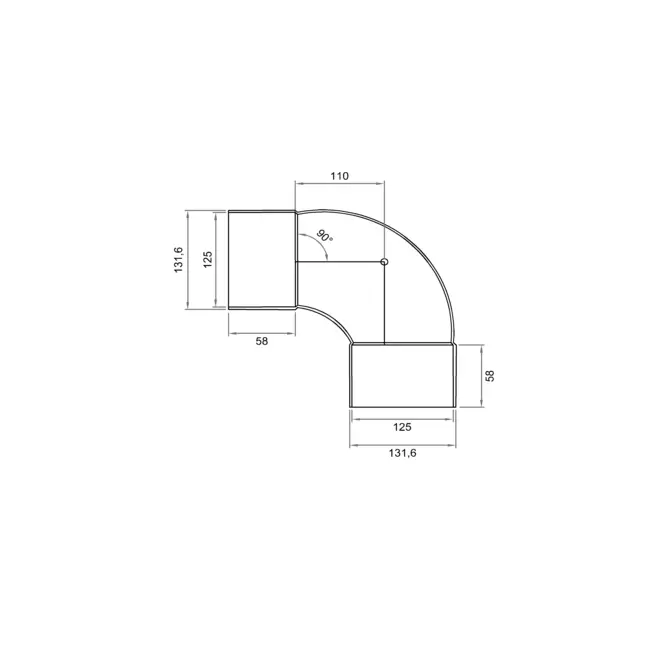 Wavin Ventiza kolano 90 stopnie PVC okrągłe 125 mm M/M