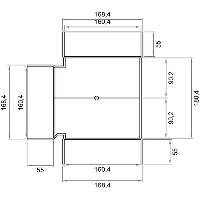 Wavin Ventiza T-stuk 90 stopnie PVC okrągły 160 mm M/M/M