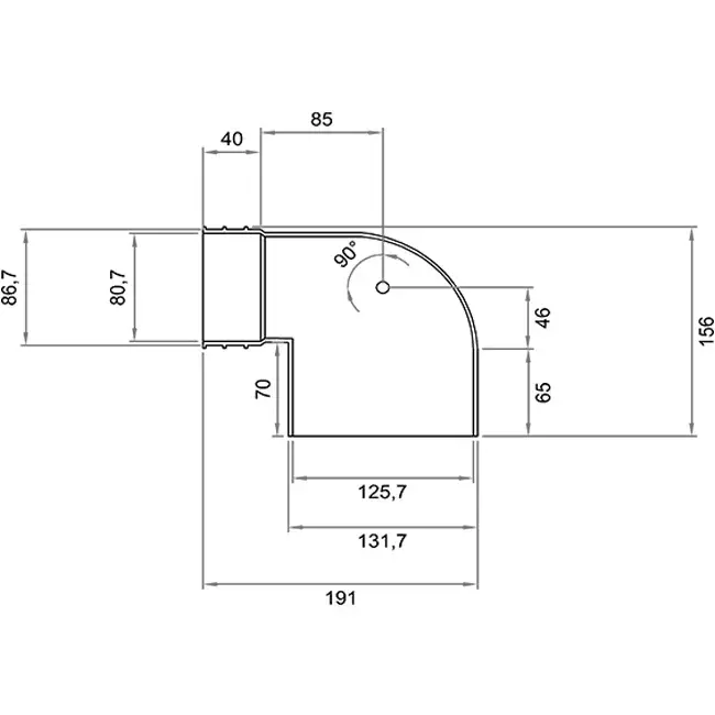Wavin Ventiza końcówka 90 stopnie PVC okrągła 125x80x70 mm M/M