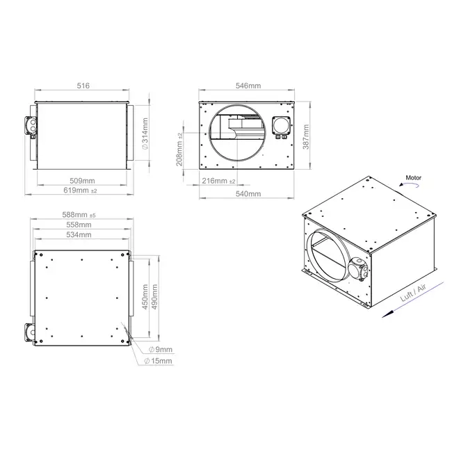 Wentylator rurowy 315 mm izolowany - ISORX 315 EC K 01