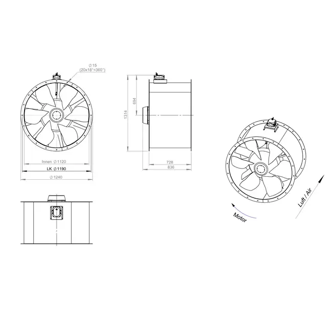 Wentylator osiowy 1120 mm - AL 1120 D6 02 CFG