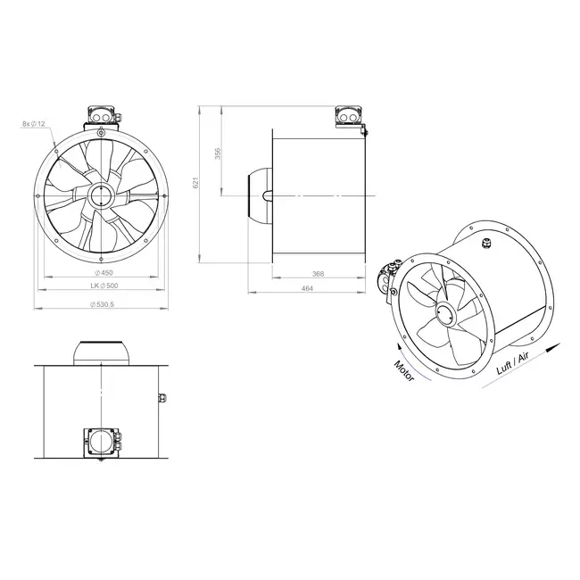 Wentylator osiowy 450 mm - AL 450 D2 01 CFG