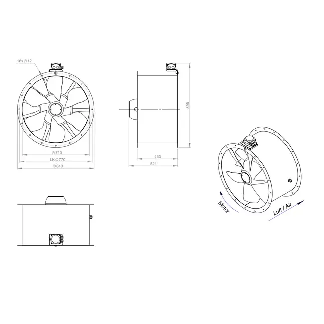 Wentylator osiowy 710 mm - AL 710 D84U 02 CFG