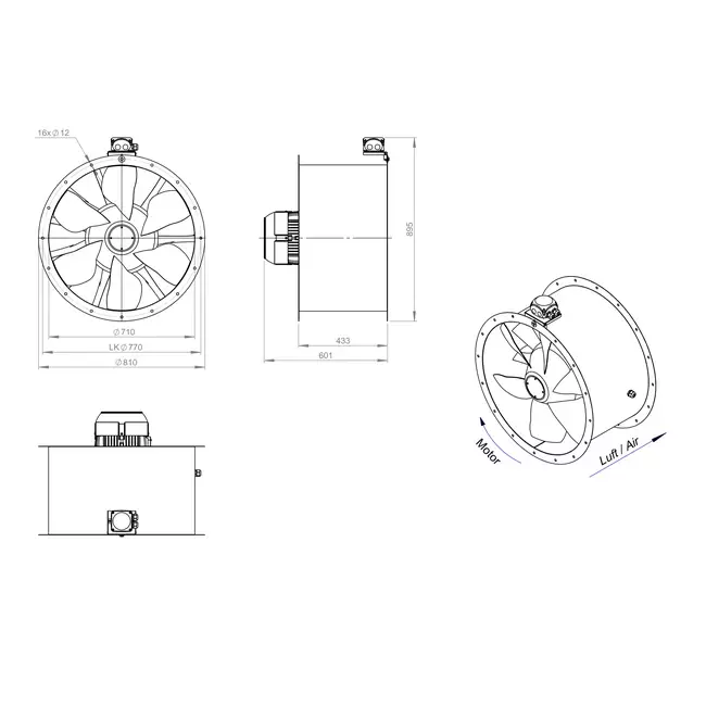 Wentylator osiowy 710 mm - AL 710 D84U 01 CFG