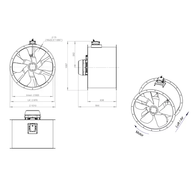 Wentylator osiowy 900 mm - AL 900 D84U 03 CFG
