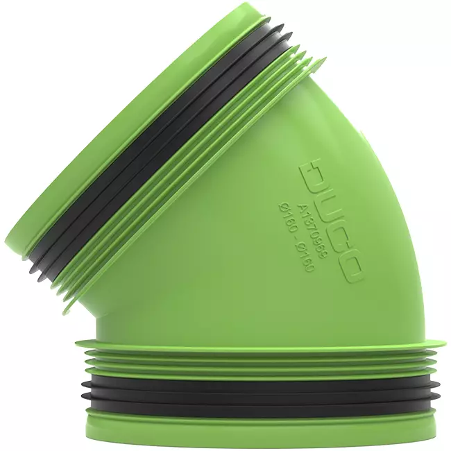 Duco złącze 45° z gumą D160/D160 (M/M)