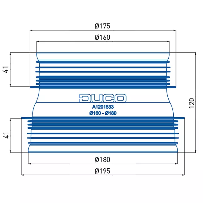 Duco złącze z gumą D160-D180 (M/M)