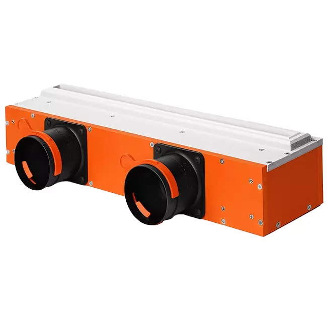 Bezramowa żaluzja Ergovent 500 mm z przyłączem o średnicy 75 mm - standard