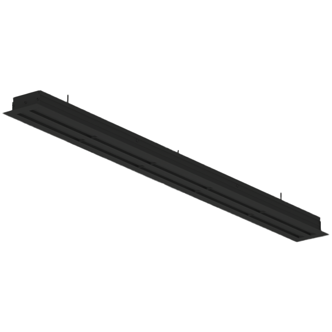 Kratka aluminiowa z 3 regulowanymi osłonami – 1500 mm – RAL 9005 + izolowana komora z przepustnicą regulującą przepływ powietrza