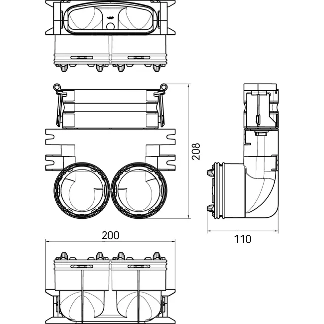 Reduktor Ubbink Air Excellent 2x 34C - 45SC gięty pod kątem 90