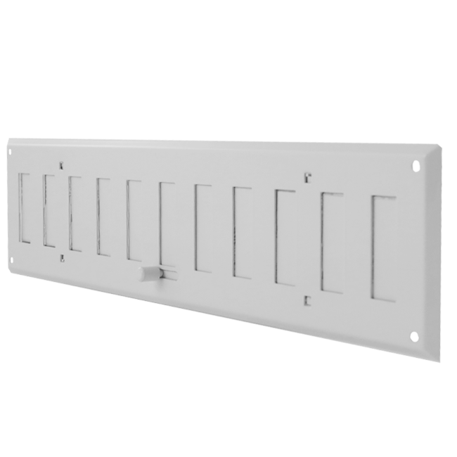 Kratka ścienna regulowana 400x100 mm metalowa - RAL 9016