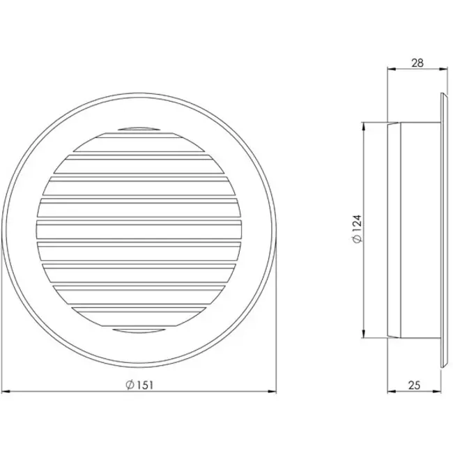 Kratka wentylacyjna o średnicy 125 mm beżowa - VR125Y