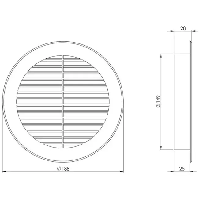 Kratka wirnika Ø150 mm czarna - VR150M
