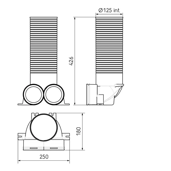 Ubbink Air Excellent 48C adapter zaworu 125 2x90°