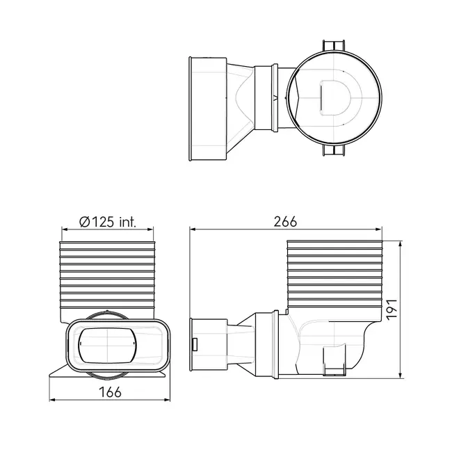 Adapter wentylacyjny Ubbink Air Excellent 55SC 125 1x90°