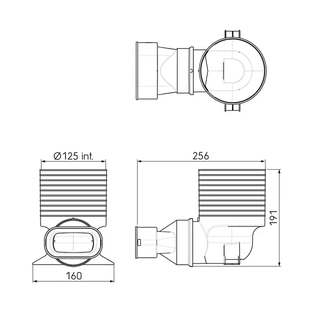 Adapter wentylacyjny Ubbink Air Excellent 35SC 125 1x90°
