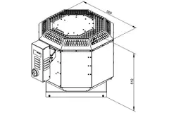 Wylot spalin wentylatora dachowego pionowy - DVN 315 D2 F4 30