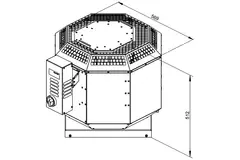 Wylot spalin wentylatora dachowego pionowy - DVN 315 D4 F4 30