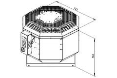 Wylot spalin wentylatora dachowego pionowy - DVN 400 D4 F4 30