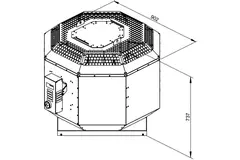 Wylot spalin wentylatora dachowego pionowy - DVN 450 D4 F4 30