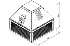 Wylot spalin z wentylatora dachowego poziomy - DHN 355 D4 F4 30