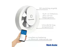 Vent Axia łazienkowy wentylator wyciągowy Svara z czujnikiem wilgoci i światła Ø 100 - 125 mm (sterowany za pomocą aplikacji)