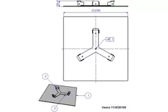 Zawór sufitowy Vasco Design luksusowy kwadratowy prosty (w komplecie. ze Smiley)