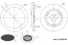 Zawór sufitowy Vasco Design, luksusowy, okrągły (w komplecie ze Smiley)