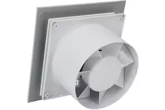 Wyciągowy wentylator łazienkowy Ø 125 mm - panel przedni ze szkła w kolorze satynowego srebra