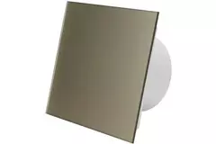 Wyciągowy wentylator łazienkowy Ø 125 mm z czujnikiem wilgotności i timerem - panel przedni ze szkła w kolorze satynowego złota