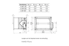 Siłownik prostokątny 24V do klap przeciwpożarowych - E-FD25 100x200 M24 S