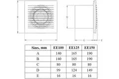 Wentylator łazienkowy Ø 125 mm biały - standard EE125