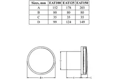 Wentylator łazienkowy okrągły Ø 150 mm biały - wzór design EAT150