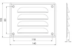 Kratka wentylacyjna metalowa prostokątna 140x105 mm miedziana - MR14105Cu