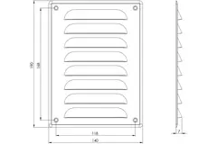 Kratka wentylacyjna metalowa prostokątna 140 x 190 mm czarna - MR1419M