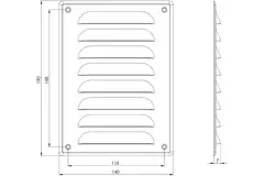 Kratka wentylacyjna metalowa prostokątna 140 x 190 mm czarna - MR1419M