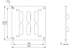 Regulowany metalowy nawiewnik liniowy 150x150 czarny - MR1515RM