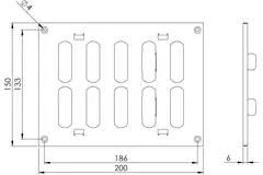Regulowany metalowy nawiewnik liniowy 200x150 czarny - MR2015RM