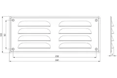 Kratka wentylacyjna metalowa prostokątna 260 x 105 mm stal nierdzewna - MR26105i