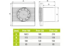 Wentylator łazienkowy biały - Ø 150 mm (pRim150S)