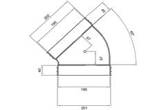 Wavin Ventiza Kolano 45 stopnie PVC owalne 195x80 mm poziome M/M