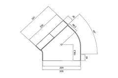 Wavin Ventiza Kolano 45 stopnie PVC owalne 235x80 mm poziome M/S
