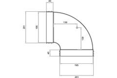 Wavin Ventiza Kolano 90 stopnie PVC owalne 195x80 mm poziome M/M