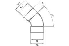 Wavin Ventiza Kolano 45 stopnie PVC owalne 195x80 mm pionowy M/M