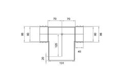 Wavin Ventiza T-stuk PVC owalny 195x80x100 według średnicy 125 mm M/M/M