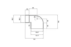 Wavin Ventiza Końcówka 90 stopnie PVC owalna 195x80x70 mm według średnicy 125 mm M/M