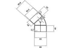 Wavin Ventiza kolano 45 stopnie PVC okrągłe według średnicy 80 mm M/M