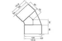 Wavin Ventiza kolano 45 stopnie PVC okrągłe według średnicy 125 mm M/M